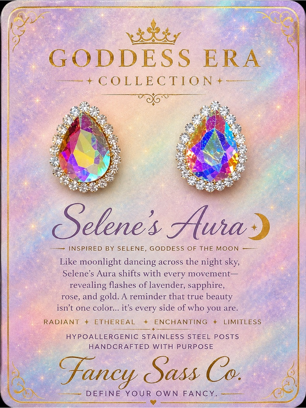 Goddess Era Teardrop Aurora Crystal Earrings - Multicolor